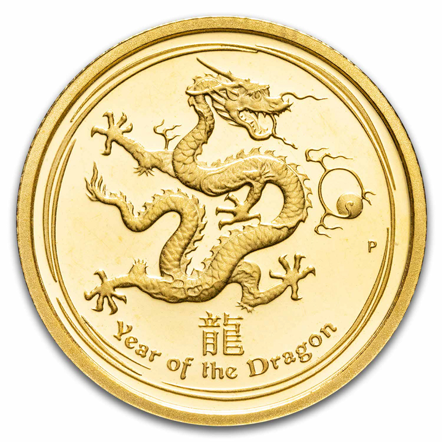 2012 Australia 1/10 oz Gold Lunar Dragon Proof (Coin Only